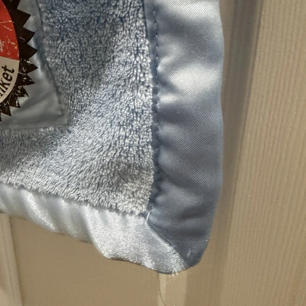 Linus Satin Trim Baby Blanket Peanuts Lovey Blue Plush Security Is a Thumb
